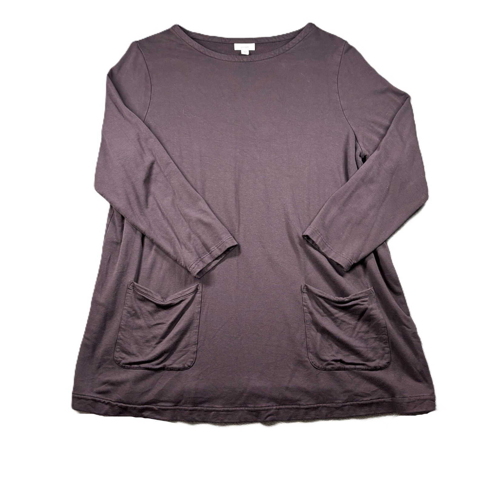 J Jill Women Tunic Top A Line Pockets Lagenlook Purple Plum Xl Tall L167